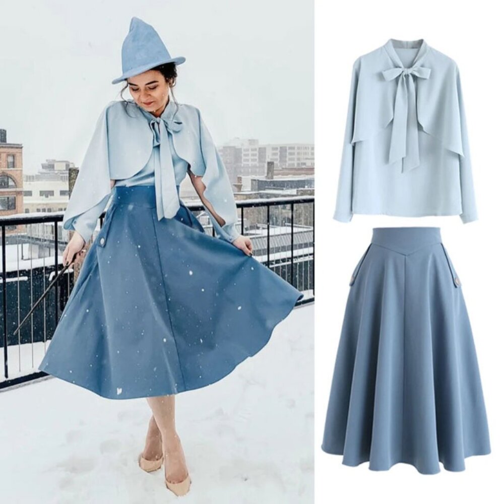 Harry Potter Beauxbatons Fleur Delacour Costume Blue Skirt and Blouse